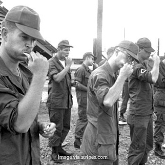 adults brushing their teeth - army