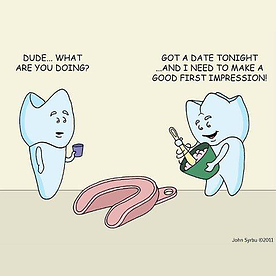 Adult teeth trying to make a first impression
